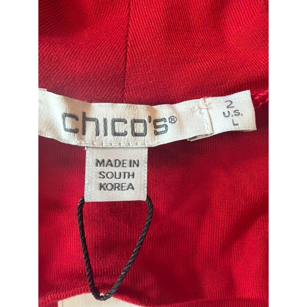 Chico's Top Red Touch of Cool Layering Mock Neck Long Sleeve Knit Stretch 2 L - Picture 3 of 5